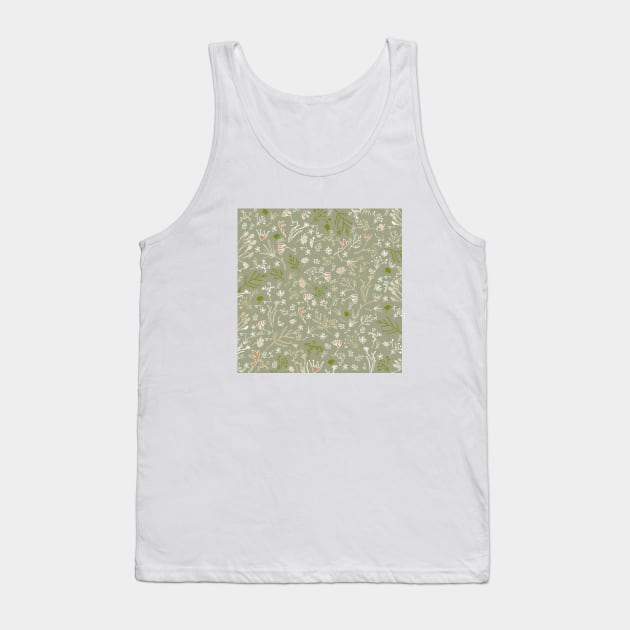 Botanical-Pattern, set, green,1, spring, botanic, nature, botanical, floral, flowers, floral-pattern, leaves, plants, minimalist, garden, jungle, leaf, exotic, tropical, flower, boho, cacti, succulent, digital, graphic-design, pattern, Tank Top by PrintedDreams